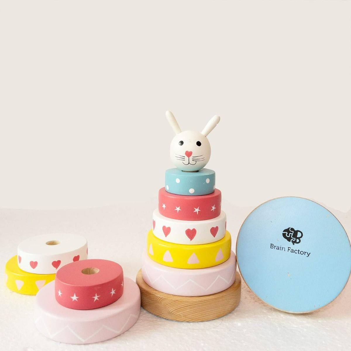 Brain Factory Bunny Stacking Ring Wooden Toy(1-3 years)