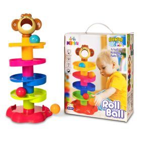 I Learn n Grow Monkey Ball Drop Toy for Babies and Toddlers | New 5 Layer Tower Run with Swirling Ramps and 3 Puzzle Rattle Balls | Best Educational Development Toy Set for Kids.