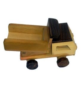 Desi Karigar Wooden Toy Dumper Truck - Brown Yellow