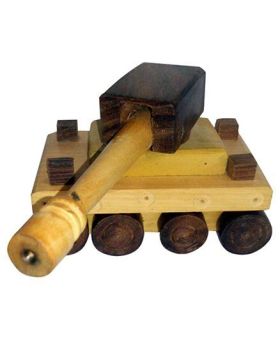 Desi Karigar Wooden Toy Tank - Brown Yellow