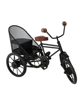 Desi Karigar Miniature Metal & Wood Cycle Rickshaw - Black & Brown