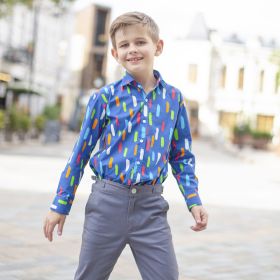 Anaario-The Essential Separates-Navy and Multi-Coloured Splash-Classique Shirt-6-12 Months-Navy Blue