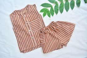 Sankalpa Art Village-Natural Dyed Collar Shirt and Shorts Set