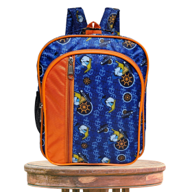 KARBD School Bag Backpack for Kids Donald Duck Cartoon Design Blue Orange - Height 12 Inches