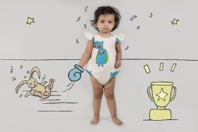 Myra Miracles-Owl handblock Cotton Romper