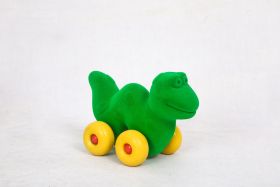 Rubbabu-Green Dinosaur With Yellow Wheels  (0 to 10 years)