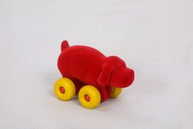 Rubbabu-Red Dog With Yellow Wheels (0 to 10 years) 
