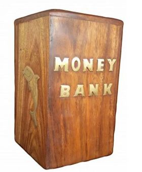 Desi Karigar Wooden Money Bank - Brown