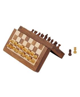 Desi Karigar Wooden Folding Magnetic Chess Board Brown - 8 inches