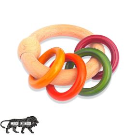 GIFT EQUALS LOVE LLP-Wooden Handcreafted Baby RINGS RATTLE Toy for Kids Vegetable Colored safe