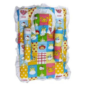 Love Baby 4pc Bedding set for new born baby with Tigar and Giraffe print - 647 Yellow P8