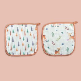 TINY SNOOZE-Organic Washcloths (Set of 2)-Enchanted Forest