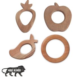 GIFT EQUALS LOVE LLP-Neem Wooden Teether for Toddlers 2 Pcs ( SET OF 4 )