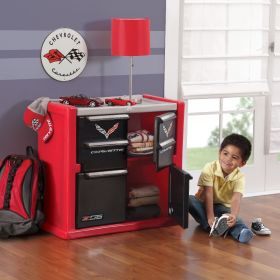 Step2 Corvette Dresser for Kids - Durable 4 Drawer Cabinet Organizer, Red/Black/Silver
