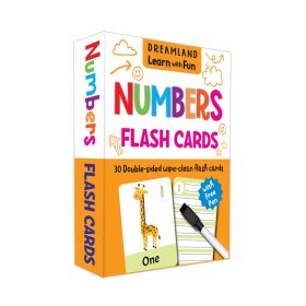Dreamland Publications-Flash Cards Numbers  - 30 Double Sided Wipe Clean Flash Cards for Kids (With Free Pen)