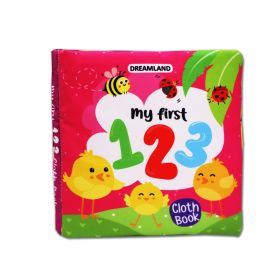 Dreamland Publications-Dreamland Baby My First Cloth Book 123 with Squeaker and Crinkle Paper Cloth Books for Toddler Kids Early Development Cloth Book Learning Educational Baby Toys Soft Toys Gifts for Kids-9789394767058