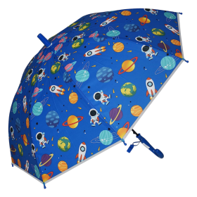 KARBD Kids Umbrella Auto Open with Whistle - Outer Space Design, Dark Blue Colour