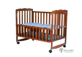 Arcedo-Crest Wooden Baby Cot-Walnut