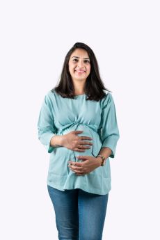 Chicmomz-Aqua A line maternity top