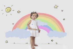 Myra Miracles-Umbrella Cotton Dress - White Linen-1-2 Years