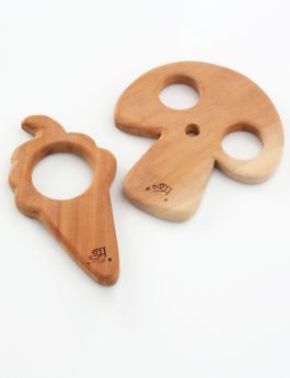 Ariro Toys-Wooden Teethers-Mushroom & Ice-cream cone