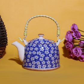 A Vintage Affair-Floral Blue Ceramic Tea Pot