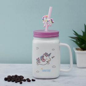 A Vintage Affair-Sleepy Unicorn Ceramic Mason Jar
