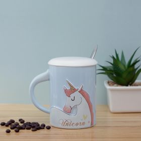 A Vintage Affair-Blue Unicorn Mug with Lid & Spoon 