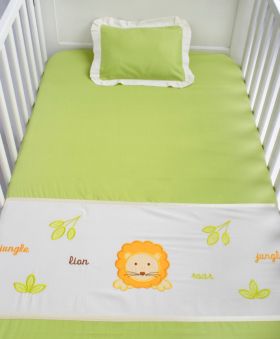 Blooming Buds-Cotton Baby Cot Sheet with Pillow Cover - Jungle Friends