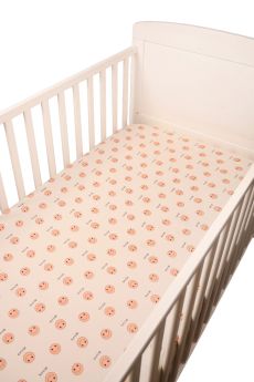 Blooming Buds-Fitted Crib/ Cot Sheet - Peach Smiley