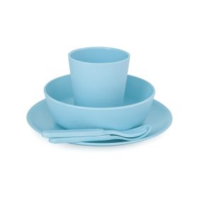 Bobo & Boo-Non-Toxic, BPA-Free, 5 Piece Children’s Bamboo Dinner Set - Pacific Blue