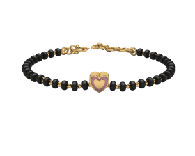 SterliNg Silver SiNgle Kube Nazariya for Baby &amp; Child with Heart Babykubes-18kt Gold Plated-6"-Pink
