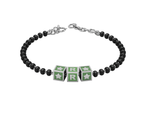 SterliNg Silver INitial Nazariya for Baby &amp; Child with Square Babykubes-Green-4"
