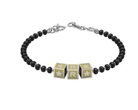 SterliNg Silver INitial Nazariya for Baby &amp; Child with Square Babykubes-Yellow-4"