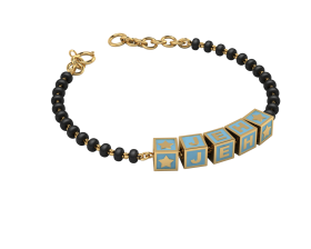 SterliNg Silver Name Nazariya for Baby & Child with Square Babykubes- 18K Gold Plated
