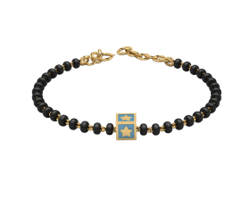 SterliNg Silver SiNgle Kube Nazariya for Baby &amp; Child with Star Square Babykubes-18 Kt Gold Plated-4"-Blue