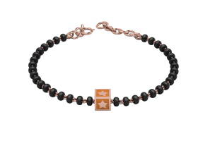 SterliNg Silver SiNgle Kube Nazariya for Baby &amp; Child with Star Square Babykubes-18 Kt PiNk Gold Plated-4"-Orange