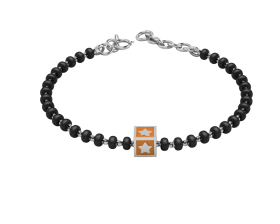 SterliNg Silver SiNgle Kube Nazariya for Baby &amp; Child with Star Square Babykubes-4"-Orange