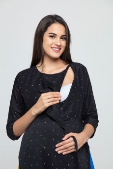 Charismomic-Godet Colour Block Maternity/Nursing Dress