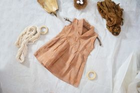 Sankalpa Art Village-bow frock-0-12 Months-Light Brown