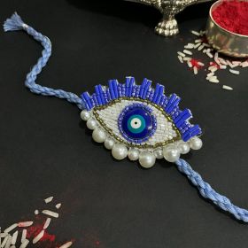 Bobtail-CHARM AGAINST EVIL (BLUE EVIL EYE RAKHI + BROOCH)