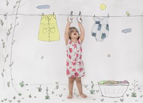 Myra Miracles-Romper Cotton - Pomegranate Handblock-1-2 Years
