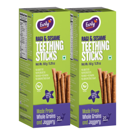 Early Food-Pack of 2 - Ragi & Sesame Jaggery Teething Sticks 150g X 2, Kids Snack Combo