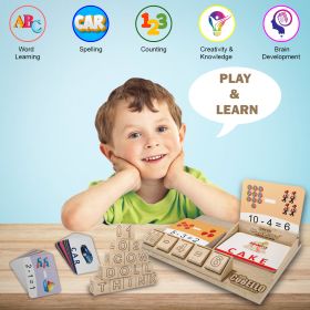 Clapjoy Cubello Spell Master, Math Master for Kids Learning Word Game and Math with Flash Cards, Montessori Learning Educational Toy Gift & Return Gift for Preschool Boys Girls Kids Age 2-5 Years