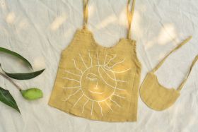 Sankalpa Art Village-jhabla and bib set-Yellow-6-12 Months