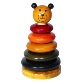 Channapatna Toys Wooden Bear Stacking Toy for Kids ( 1.5 Years+) - Multicolor - improves hand eye coordination & Fine motor skills-DY-AHOD-FUH6