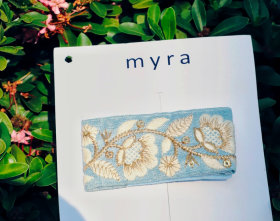 Myra Miracles-Embroidery Powder Blue Snapclip