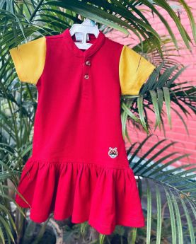 Tots and Tykes-POLO DRESS FROCK-1-2 Years-Red