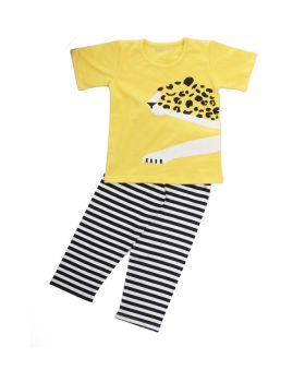 Funkrafts Clothing - Kids Half Sleeves Night Suit Tiger Print - Yellow