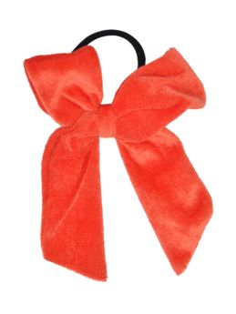 Funkrafts Velvet Bow Ponytail Holder - Orange-FUNPOH152